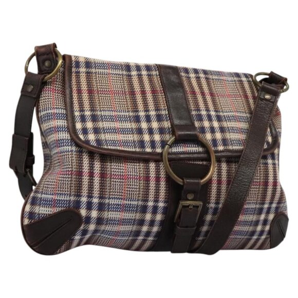 BURBERRY Nova Check Blue Label Shoulder Bag Canvas Beige Auth BD899 - Picture 1 of 16